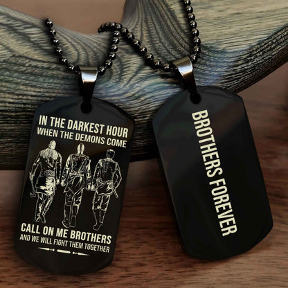 Biker Customizable engraved black dog tag double sided gift from brother, brother forevers