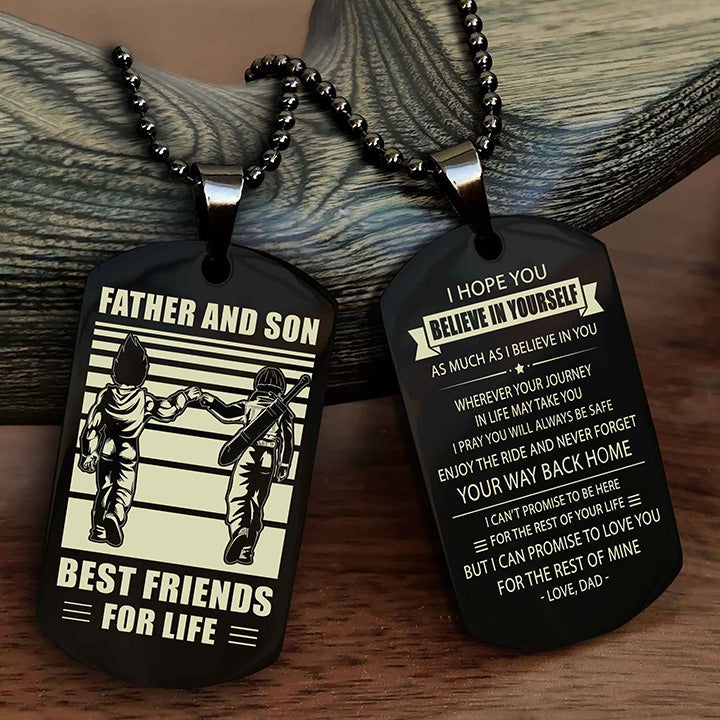 Viking Personalized Double Sided Dog Tag Black To My Son I Love You - Enjoy The Ride And Never Forget Your Way Back Home From