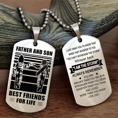 Samurai Personalized Double Sided Dog Tag Silver To My Son I Love You - Whisper Back I'm The Storm