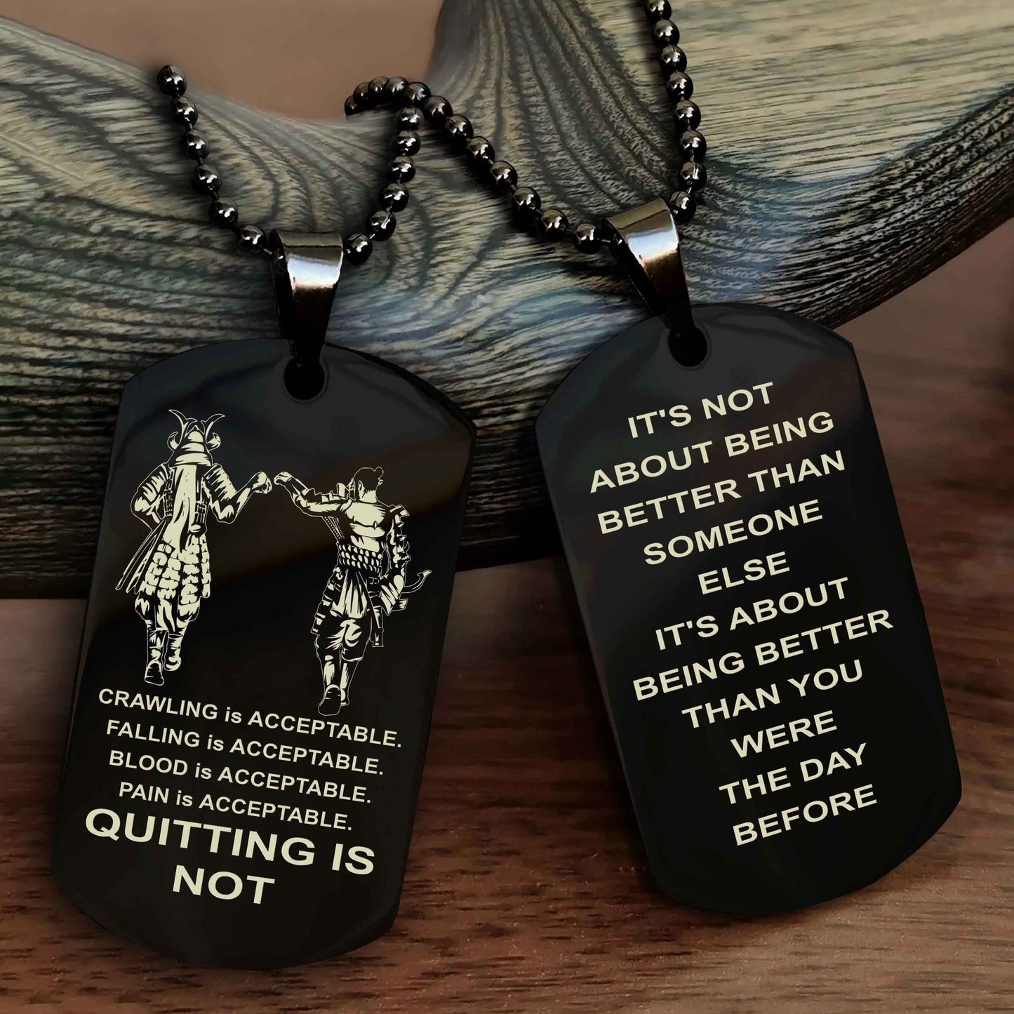 Spartan Double Sided Dog Tag Quiting Is Not It Is About Being Better Than You Were The Day Before