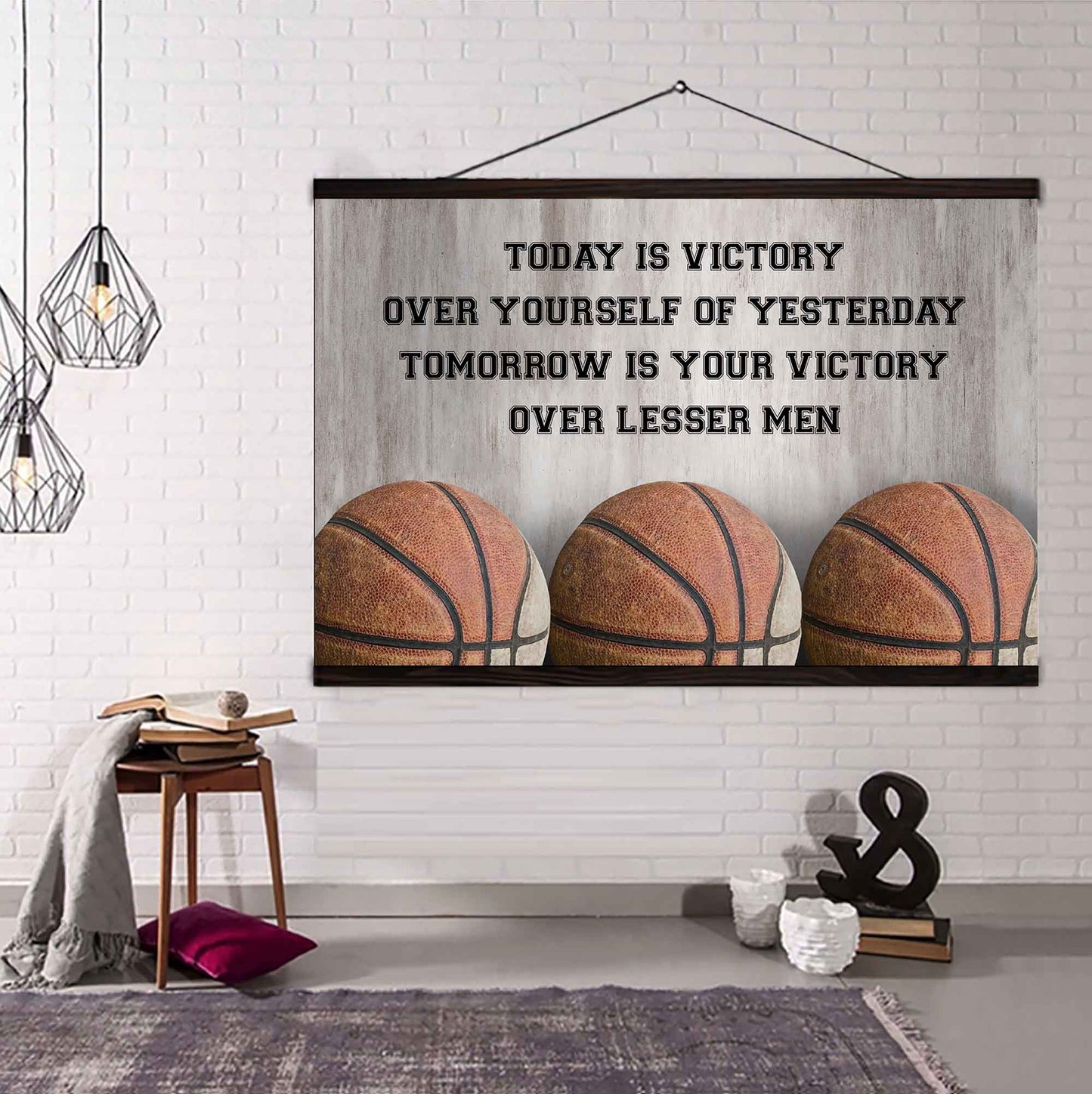 Basketball Poster Canvas Today Is Victory Over Your Self Best Gift With Motivation Quotes