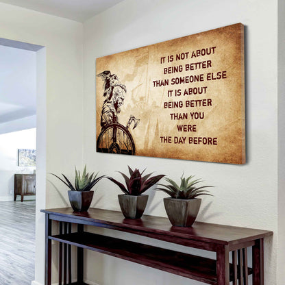 Samurai Poster Canvas It's Not About Being Better Than Someone Else Best Gifts Motivation Quotes