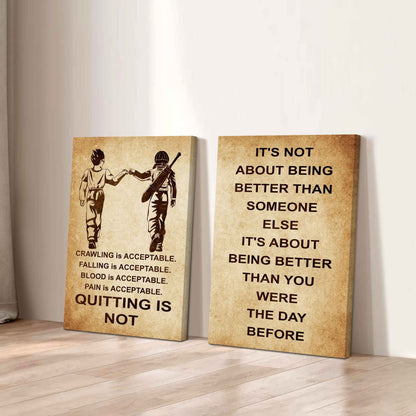 Combo 2 DRB Poster Canvas Quitting Is Not - It's Not About Being Better Than Someone Else It's About Being Better Than You Were The Day Before