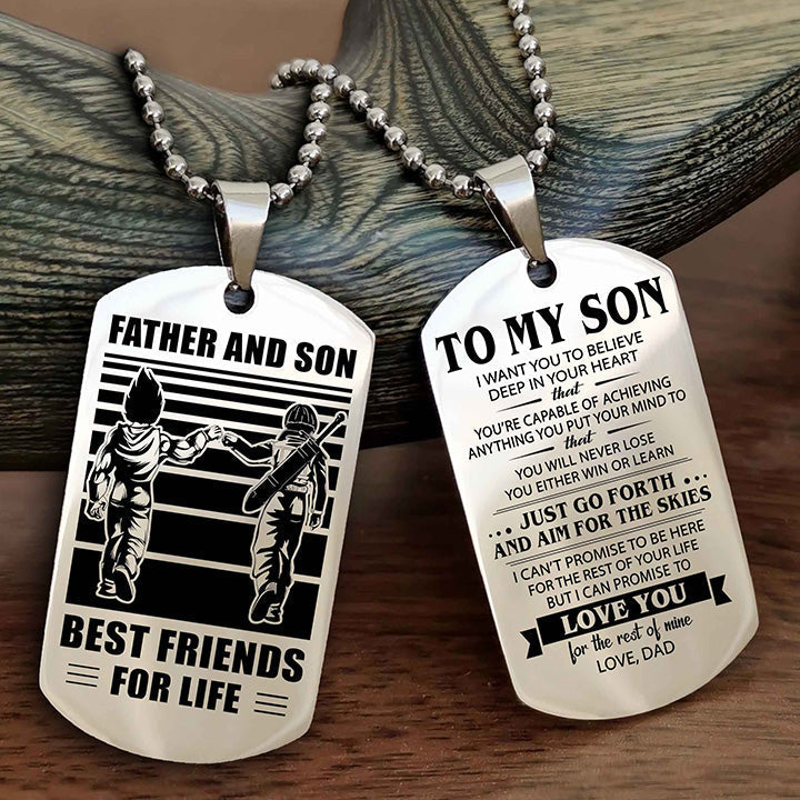 DRB Double Sided Dog Tag Father And Son Best Friend For Life - Gift For Son Just Go Forth And Aim For The Skies