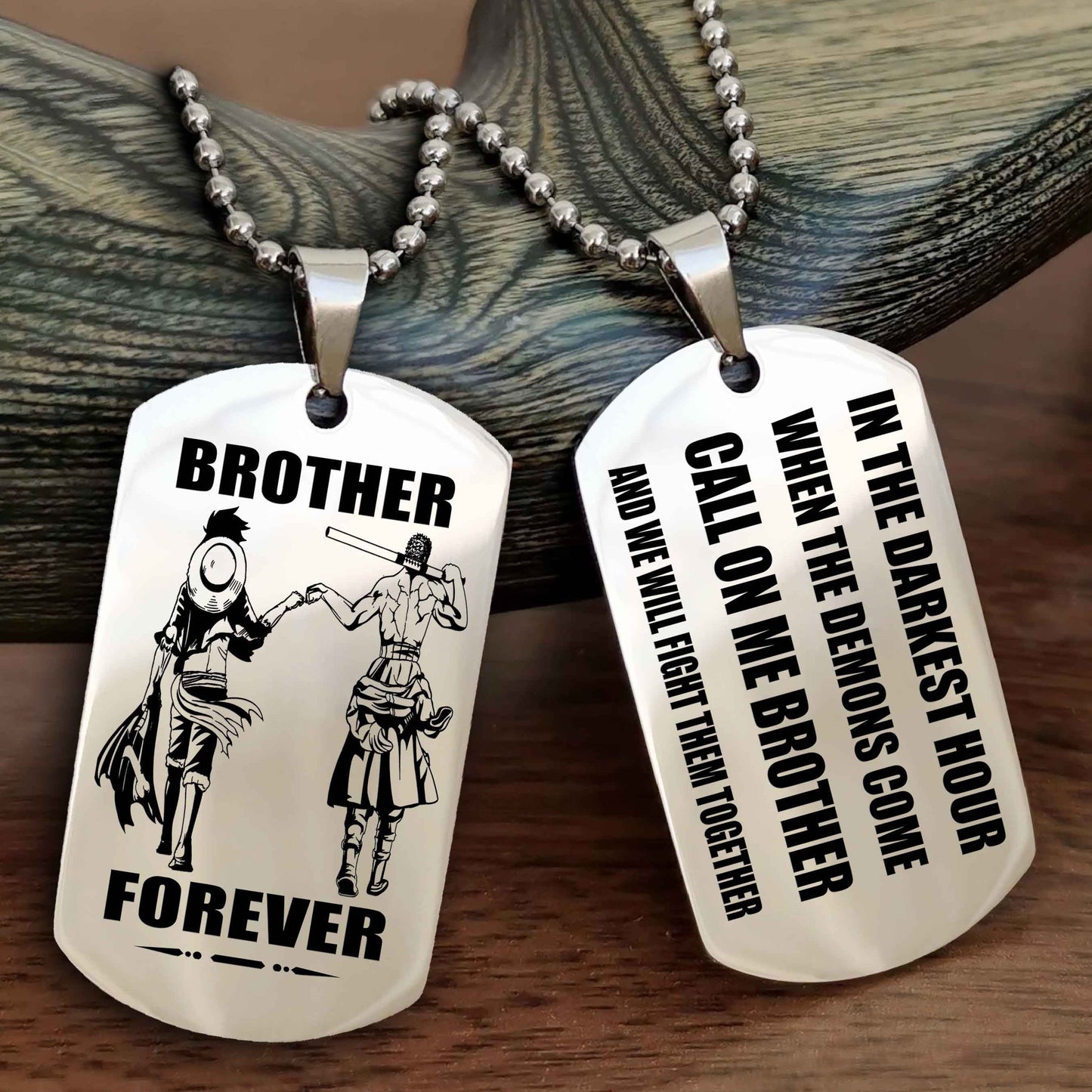 TWD Engraved Double Sided Dog Tag Call On Me Brother NAG Brothers Forever We Will Fight Them Together