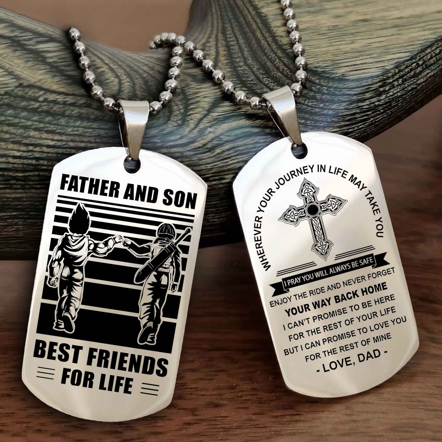 Samurai Cross Double Sided Dog Tag Father And Son Best Friend For Life - Gift For Son Never Forget Your Way Back Home