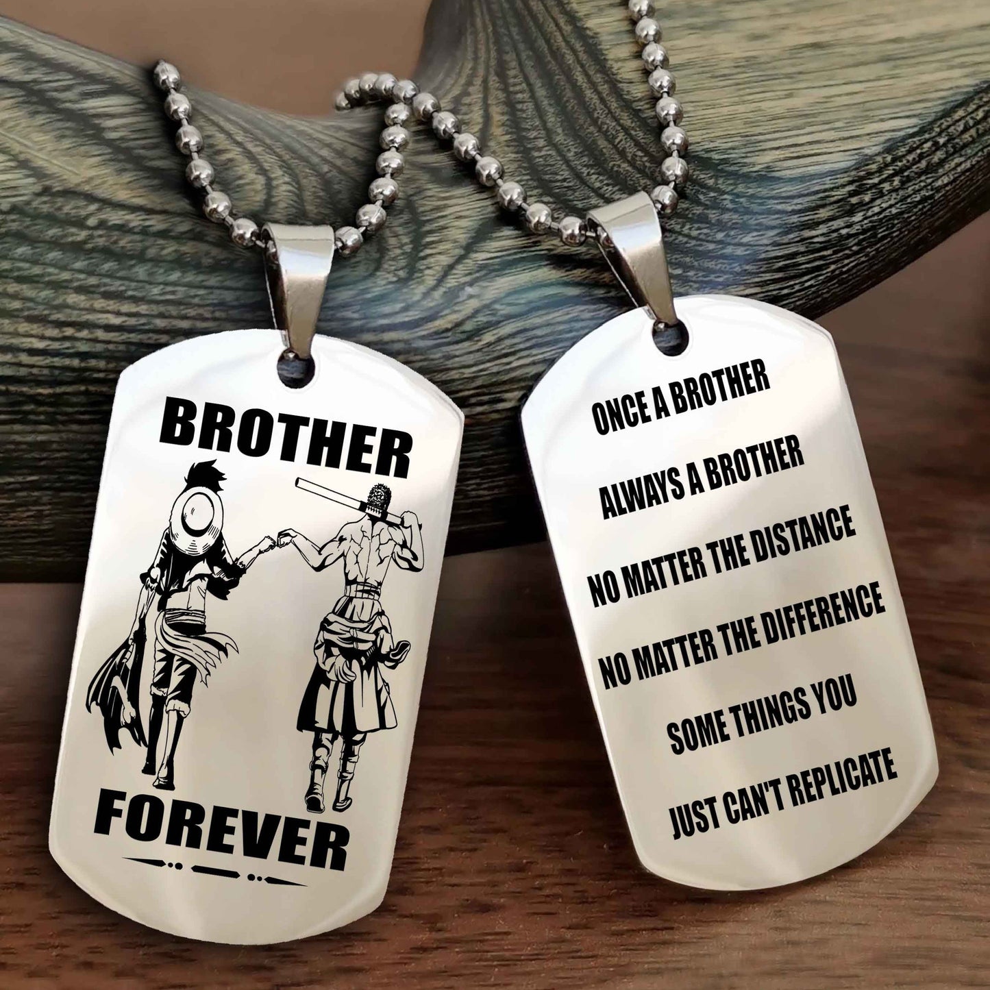 Samurai customizable engraved dog tag double sided gift from brother - Brother Forever Once A Brother Always A Brother