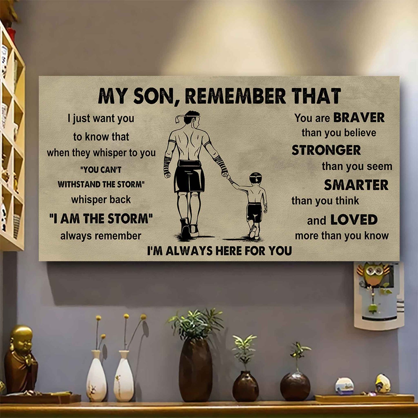 Personalized Sport Poster Canvas -  My Son Remember That Whisper Back I Am The Storm