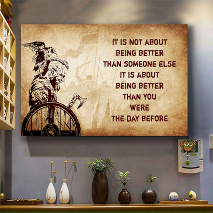 DRB Poster Canvas It's Not About Being Better Than Someone Else Best Gifts Motivation Quotes