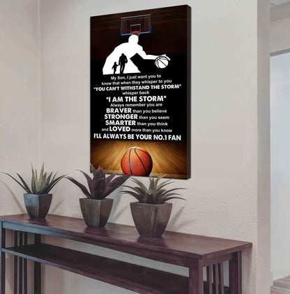 Sport Poster Canvas Dad To Son - Whisper Back I Am The Storm I Will Always Your No 1 Fan