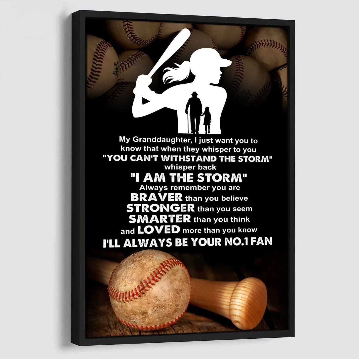 Baketball Poster Canvas Grandpa To Granddaughter - Whisper Back I Am The Storm I Will Always Your No 1 Fan
