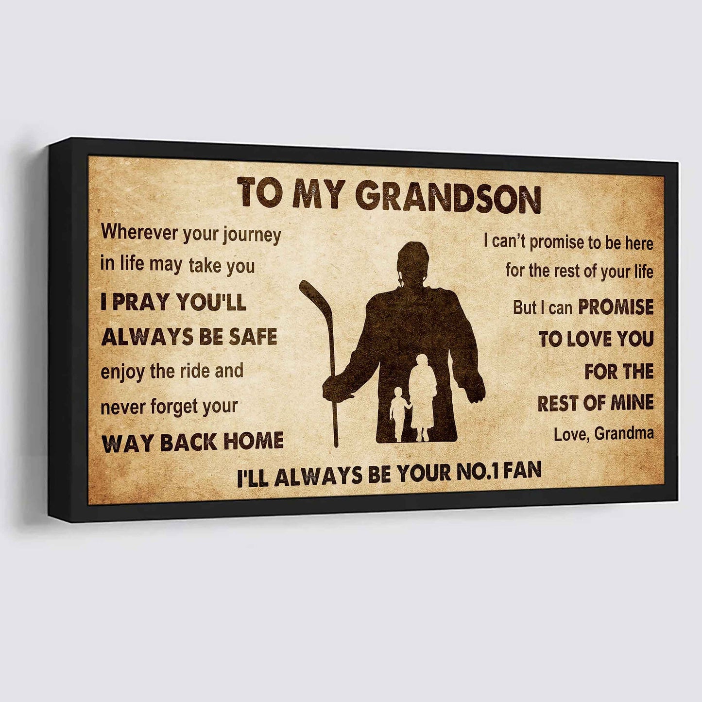 Personalized Sport Poster Canvas I'll Be Your No 1 Fan Grandma To Grandson - Never Forget Your Way Back Home