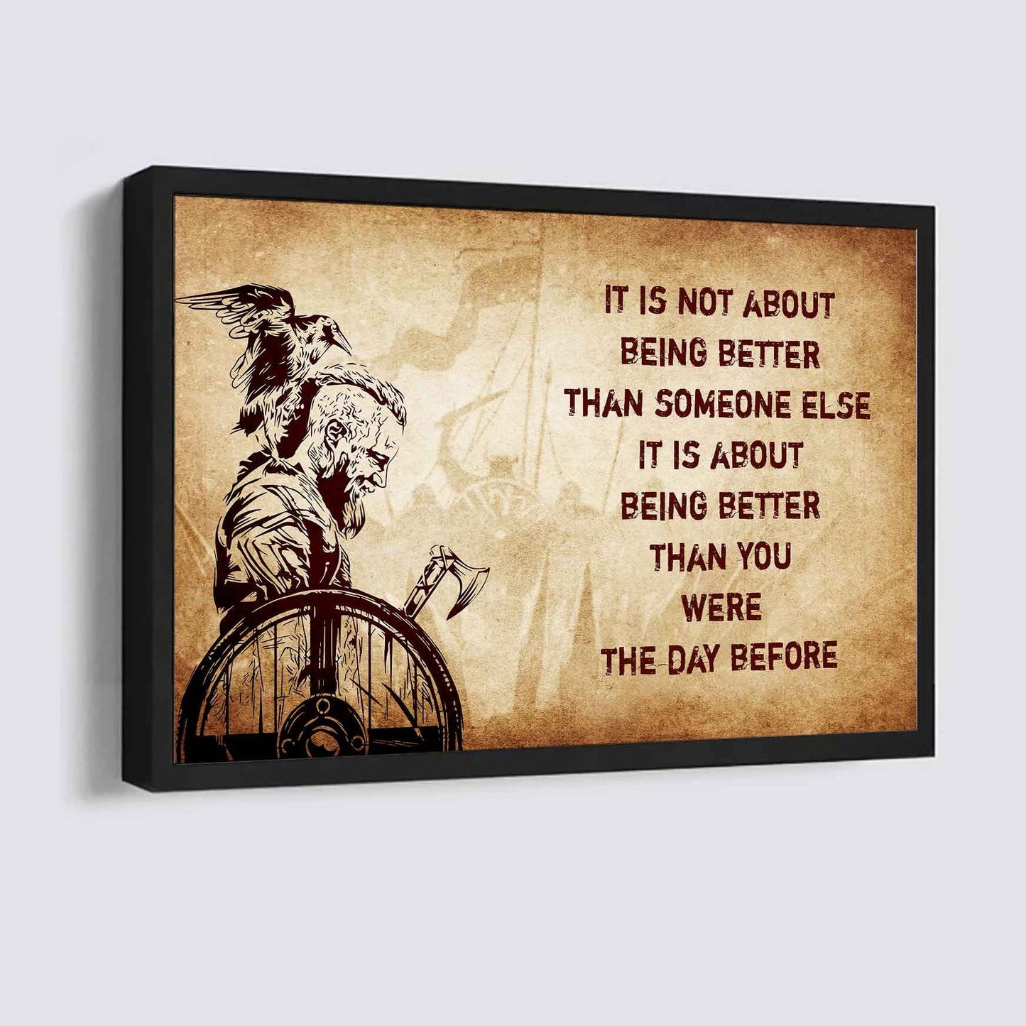 Samurai Poster Canvas It's Not About Being Better Than Someone Else Best Gifts Motivation Quotes