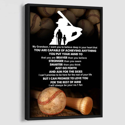 Sport Basketball Poster Canvas Grandpa To Grandson - That You Are Braver Than You Believe You Are Capable Of I Will Always Your No 1 Fan