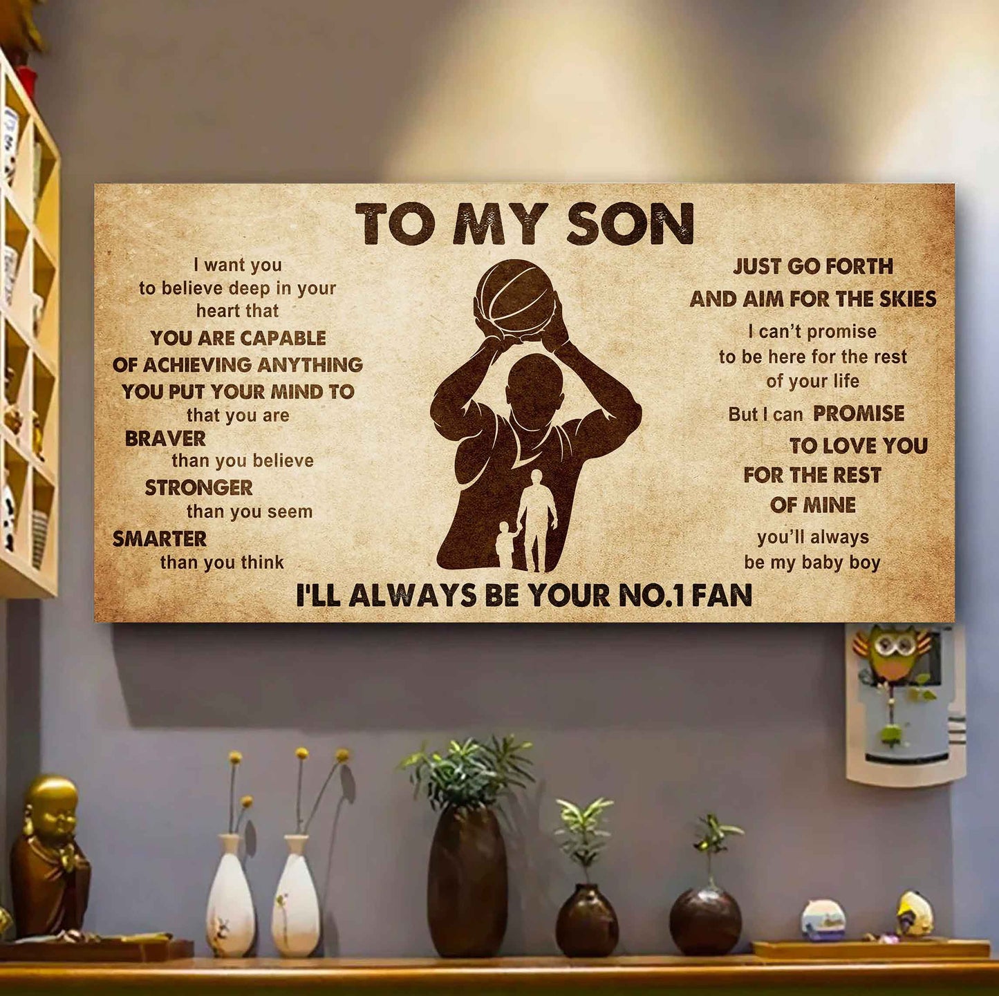 Personalized Sport Poster Canvas I'll Be Your No 1 Fan Dad To Son - That You Are Braver Than You Believe Just Go Forth
