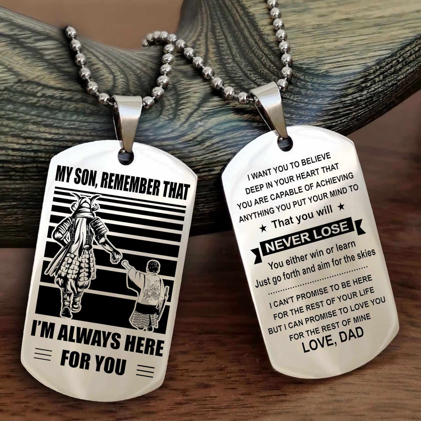 Biker Personalized Double Sided Dog Tag My Son Remember That I Will Always Here You Will Never Lose You Either Win Or Learn