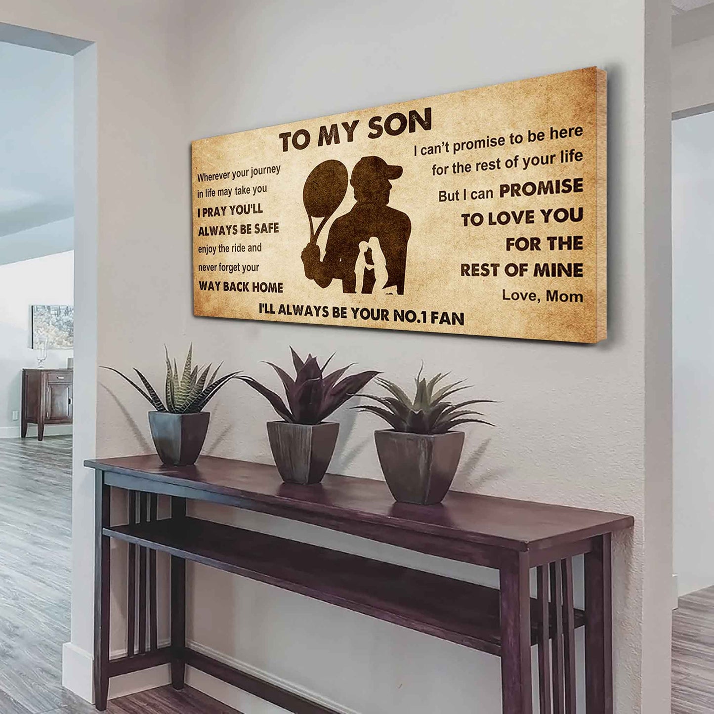 Personalized Sport Poster Canvas I'll Be Your No 1 Fan Mom To Son - Never Forget Your Way Back Home