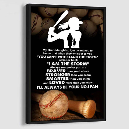 Baketball Poster Canvas Grandma To Granddaughter - Whisper Back I Am The Storm I Will Always Your No 1 Fan