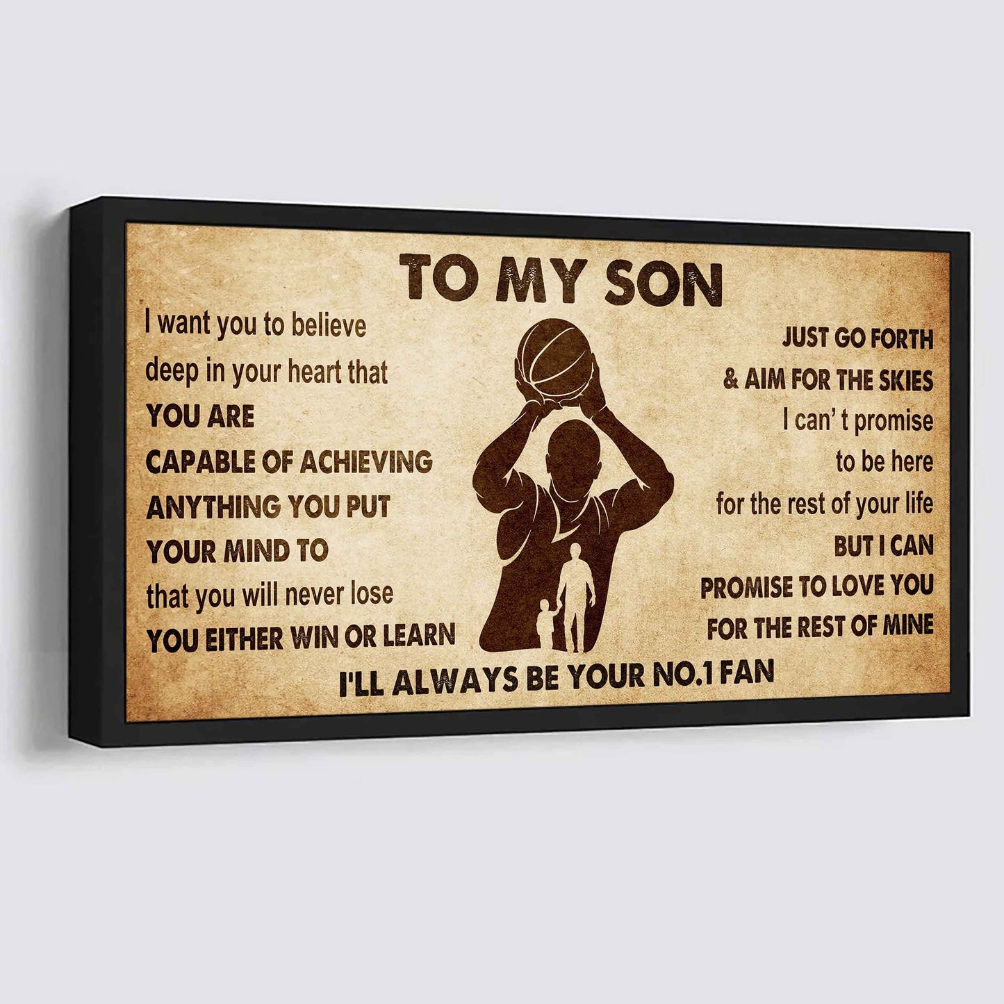 Personalized Sport Poster Canvas I'll Be Your No 1 Fan Dad To Son - You Will Never Lose You Either Win Or Learn