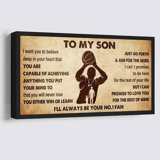 Personalized Sport Poster Canvas I'll Be Your No 1 Fan Dad To Son - You Will Never Lose You Either Win Or Learn
