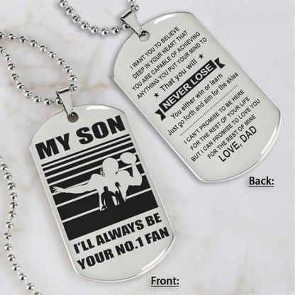 Sport Personalized Double Sided Dog Tag I Will Always Be Your No 1 Fan - You Will Never Lose Gift From Dad To Son
