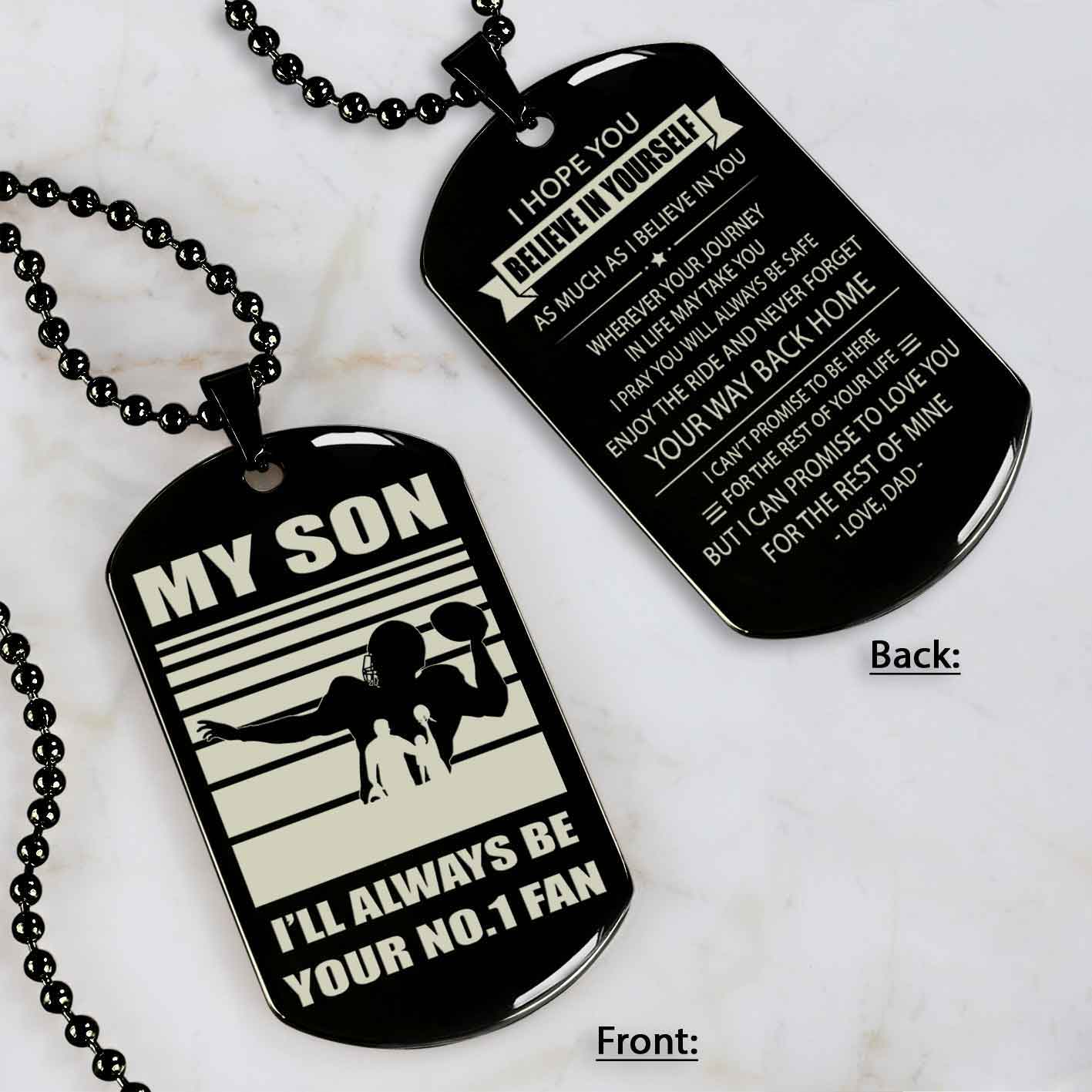 Sport Personalized Double Sided Dog Tag I Will Always Be Your No 1 Fan - Never Forget Your Way Back Home Gift From Dad To Son