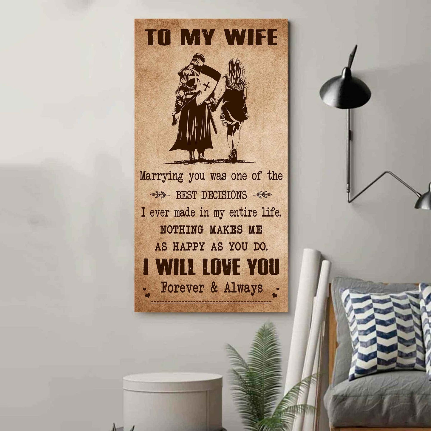 Family Poster Canvas To My Wife Marrying You Was One Of The Best Decisions - I Will Love You Forever And Always Gift For Your Wife