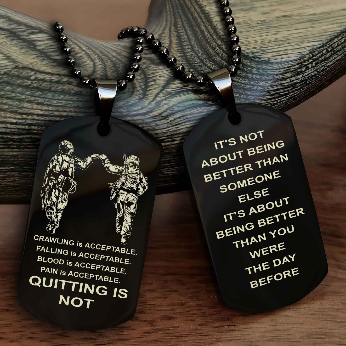 Spartan Double Sided Dog Tag Quiting Is Not It Is About Being Better Than You Were The Day Before