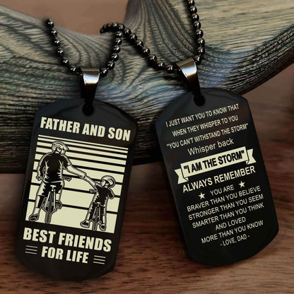 DRB Personalized Double Sided Dog Tag Silver To My Son I Love You - Whisper Back I'm The Storm