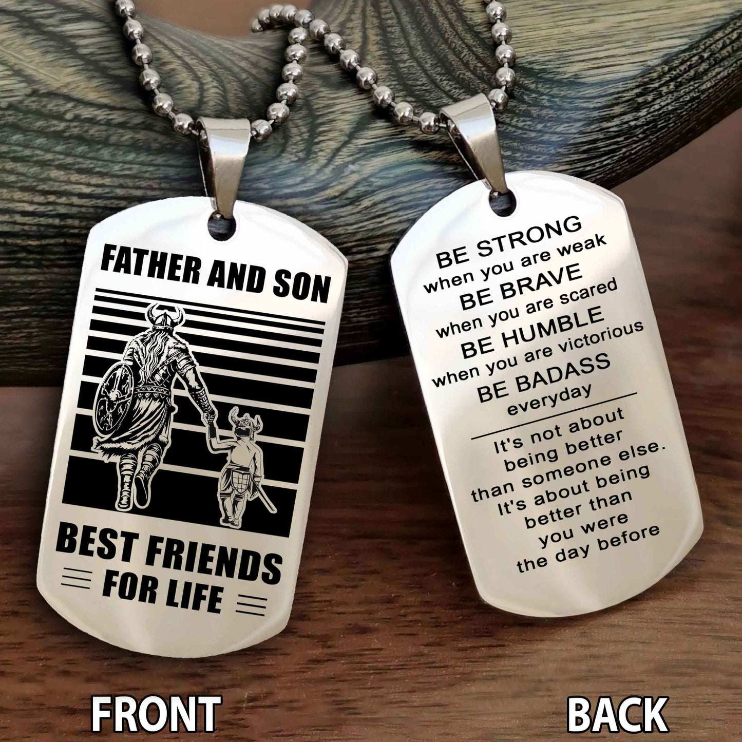 Samurai Personalized Double Sided Dog Tag Silver To My Son I Love You - Be Strong When You Are Weak Gift From Dad To Son
