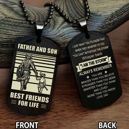 Samurai Personalized Double Sided Dog Tag Silver To My Son I Love You - Whisper Back I'm The Storm