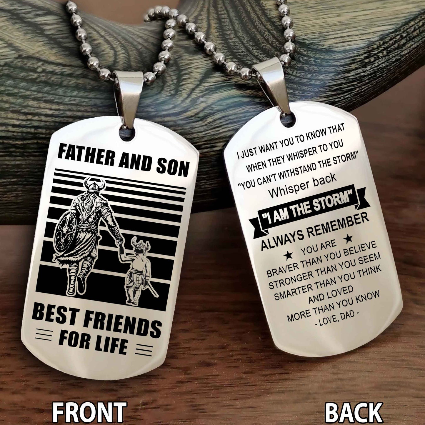 Samurai Personalized Double Sided Dog Tag Silver To My Son I Love You - Whisper Back I'm The Storm