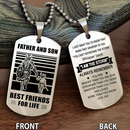 Samurai Personalized Double Sided Dog Tag Silver To My Son I Love You - Whisper Back I'm The Storm