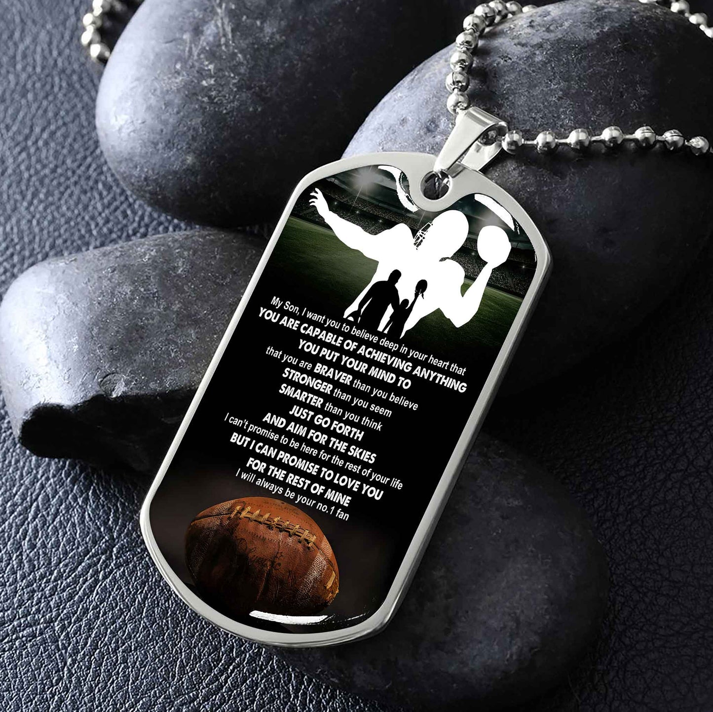 Sport Military Chain 18K Gold Plated Silver Plated To My Son From Dad Motivation Message I Will Always Be Your No 1 Fan