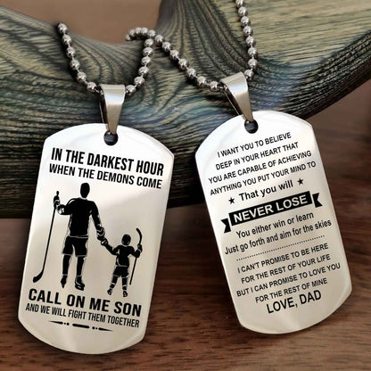 DRB Double Sided Dog Tag Call On Me Son - Gift For Son From Dad You Will Never Lose You Either Win Or Learn