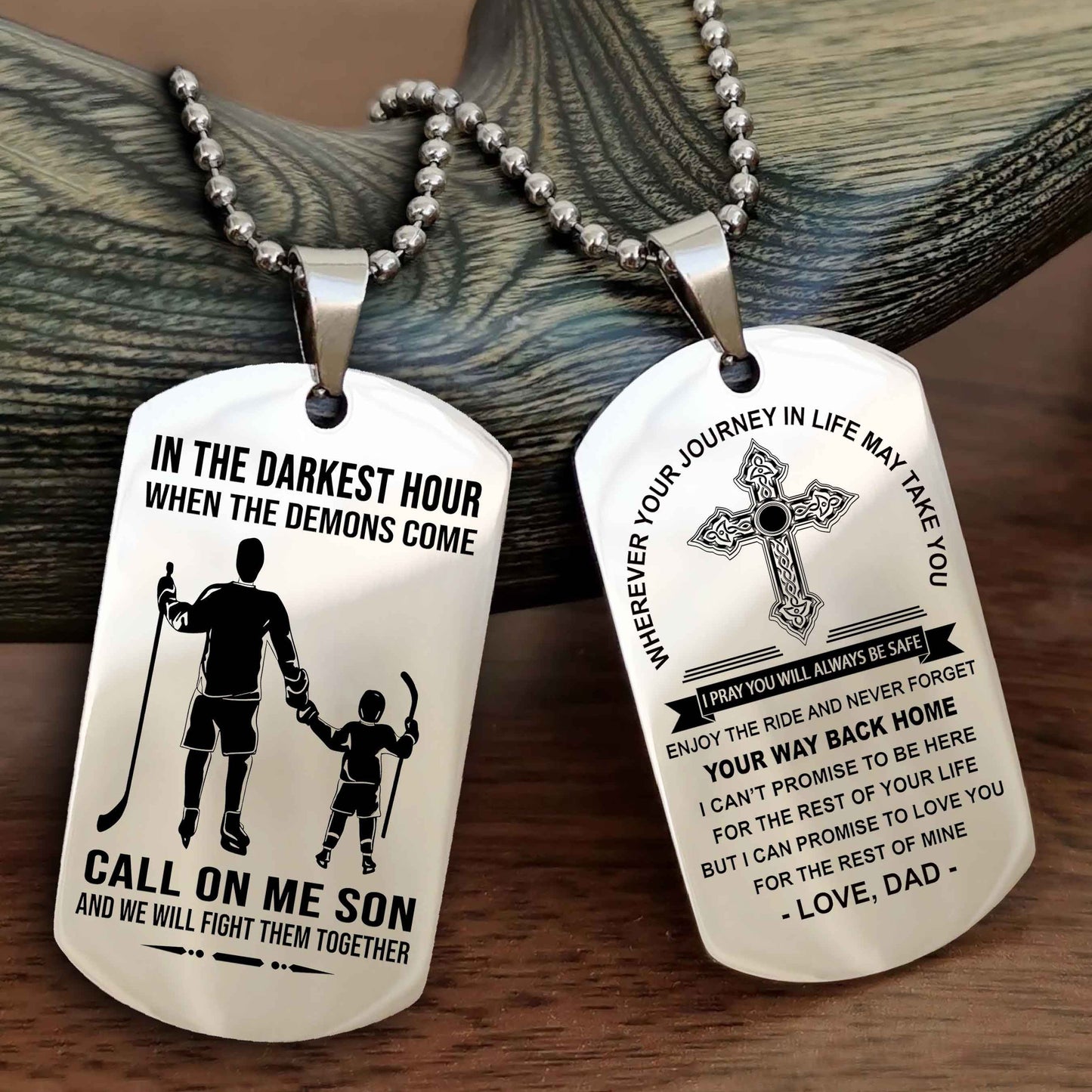 Samurai Double Sided Cross Dog Tag Call On Me Son - Gift For Son From Dad Your Way Back Home