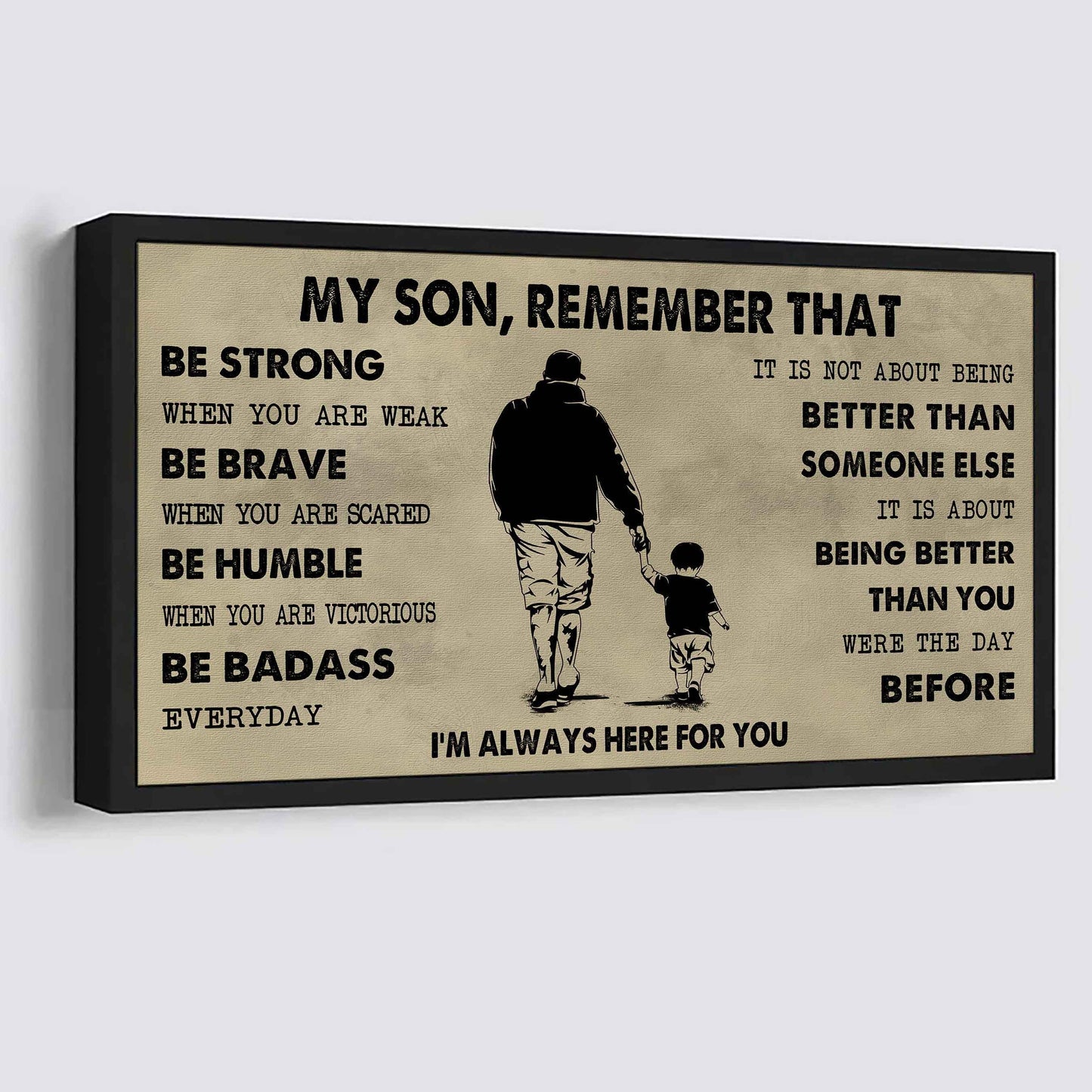 Personalized DRB Poster Canvas - My Son Remember That Be Strong When You Are Weak Be Badass Everyday