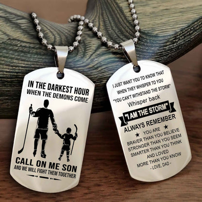 DRB Double Sided Dog Tag Call On Me Son - Gift For Son From Dad Whisper Back I'm The Storm
