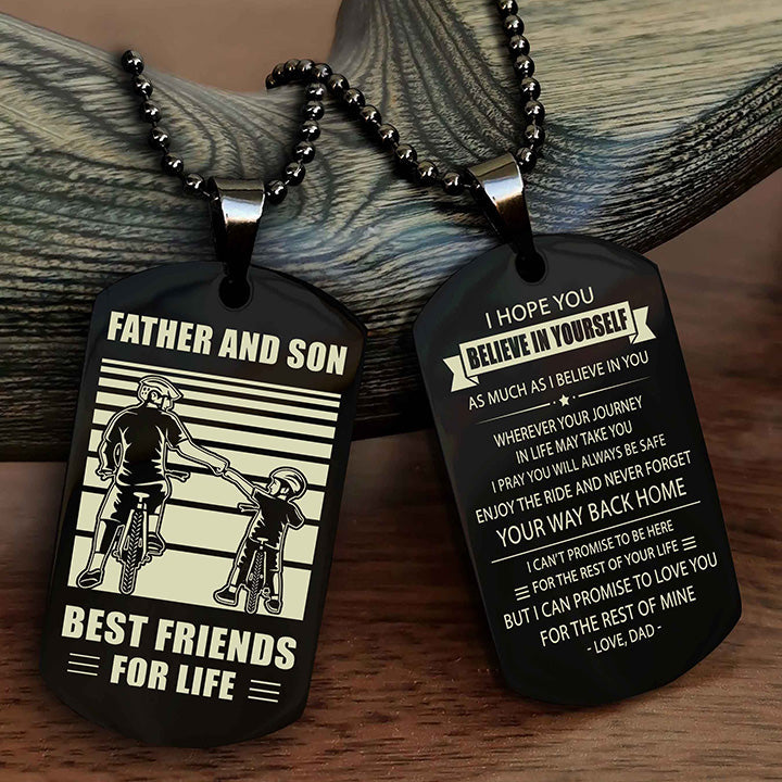 Viking Personalized Double Sided Dog Tag Black To My Son I Love You - Enjoy The Ride And Never Forget Your Way Back Home From