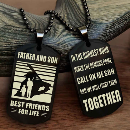 Sport Personalized Double Sided Dog Tag Father And Son Best Friend For Life - Call On Me Son