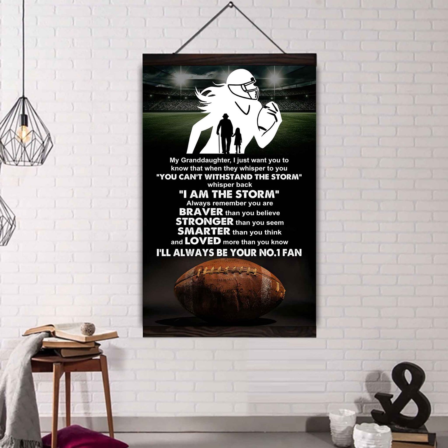 Baketball Poster Canvas Grandpa To Granddaughter - Whisper Back I Am The Storm I Will Always Your No 1 Fan