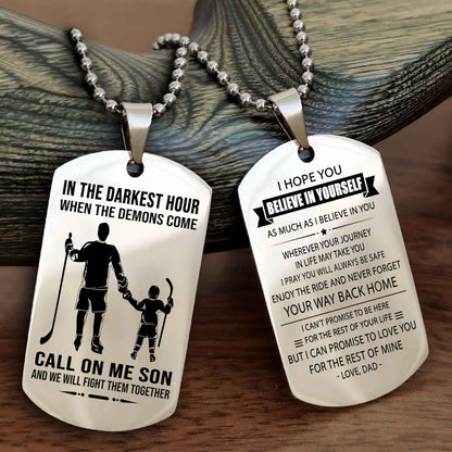 DRB Double Sided Dog Tag Call On Me Son - Gift For Son From Dad Never Forget Your Way Back Home