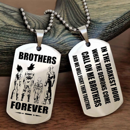 Biker Engraved Double Sided Dog Tag Call On Me Brother NAG Brothers Forever We Will Fight Them Together