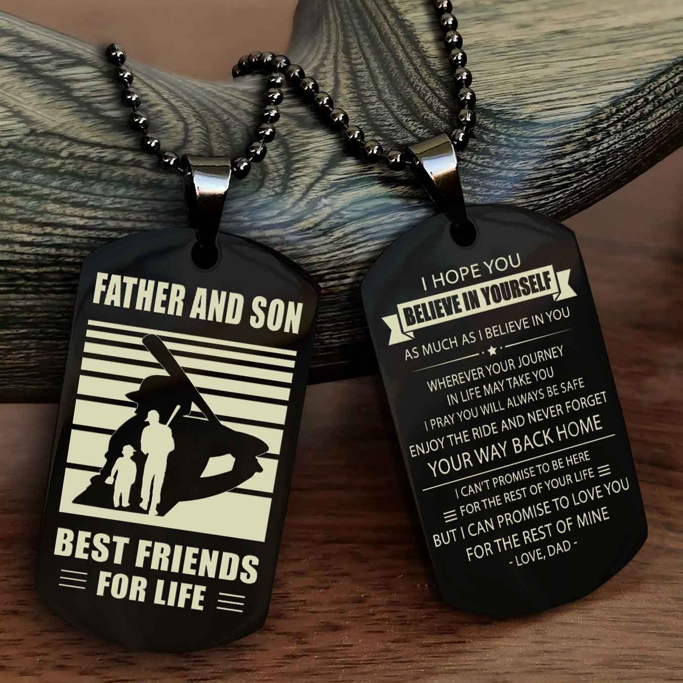 Sport Personalized Double Sided Dog Tag Father And Son Best Friend For Life - Never Forget Your Way Back Home