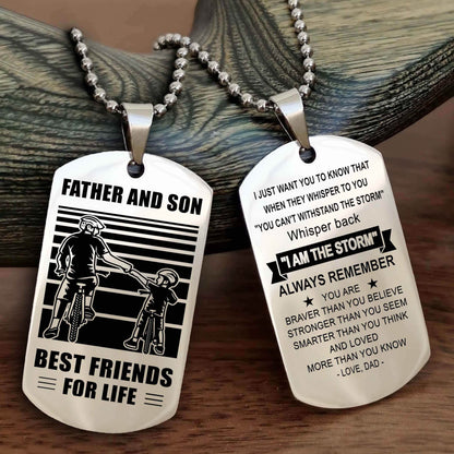 Samurai Personalized Double Sided Dog Tag Silver To My Son I Love You - Whisper Back I'm The Storm