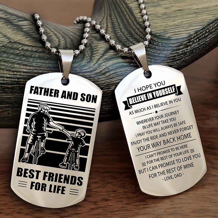 Samurai Personalized Double Sided Dog Tag Black To My Son I Love You - Enjoy The Ride And Never Forget Your Way Back Home From