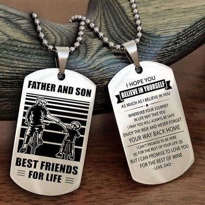Samurai Personalized Double Sided Dog Tag Black To My Son I Love You - Enjoy The Ride And Never Forget Your Way Back Home From