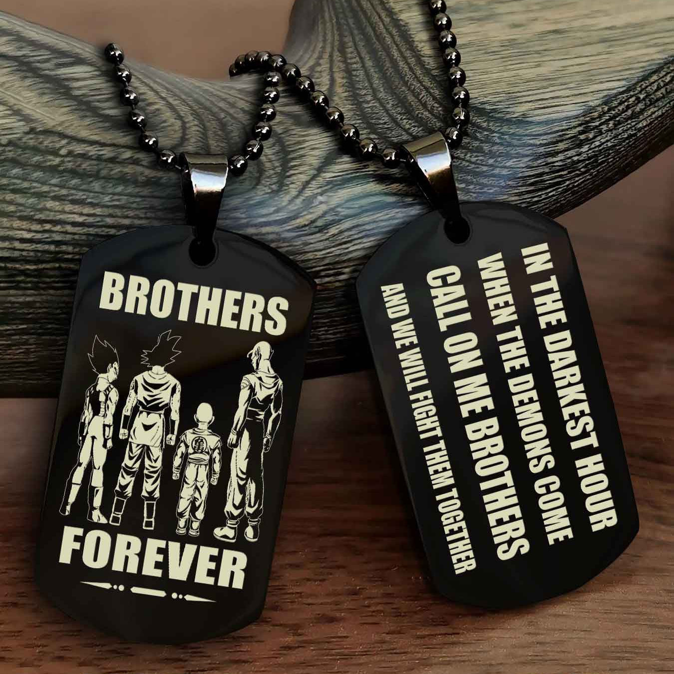 Samurai Engraved Double Sided Dog Tag Call On Me Brother NAG Brothers Forever We Will Fight Them Together