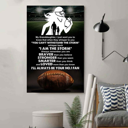 Baketball Poster Canvas Grandpa To Granddaughter - Whisper Back I Am The Storm I Will Always Your No 1 Fan
