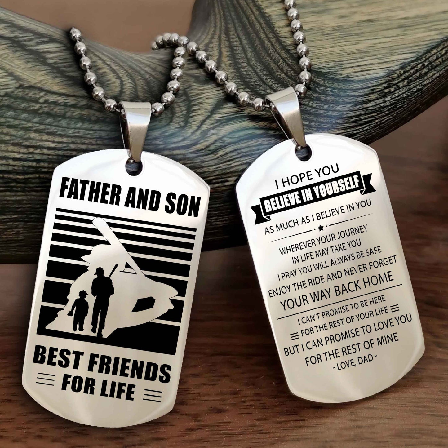 Sport Personalized Double Sided Dog Tag Father And Son Best Friend For Life - Never Forget Your Way Back Home